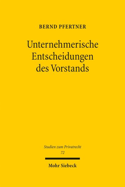 Produktbild: Unternehmerische Entscheidungen des Vorstands