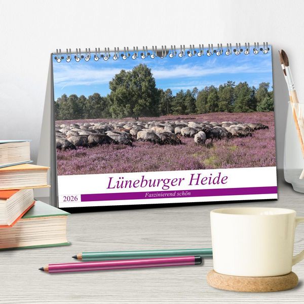 Produktbild: L&uuml;neburger Heide - Faszinierend sch&ouml;n (Tischkalender 2026 DIN A5 quer), CALVENDO Monatskalender