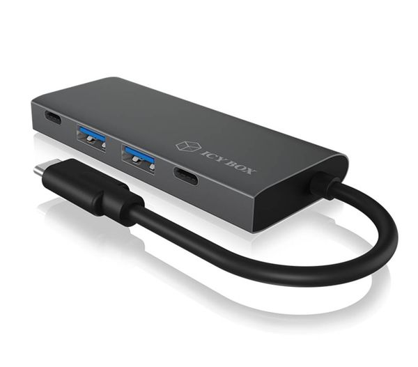 ICY BOX IB-HUB1428-C31 4 Port USB-C® (USB 3.2 Gen 2) Multiport Hub Anthrazit, Schwarz