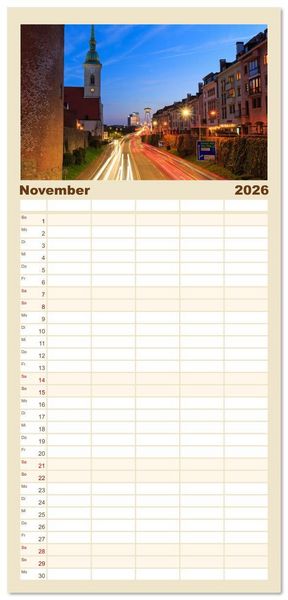 Produktbild: Familienplaner 2026 - Zauberhaftes Bratislava - Entz&uuml;ckende Hauptstadt der Slowakai an der Donau mit 5 Spalten (Wandkalender, 21 x 45 cm) CALVENDO