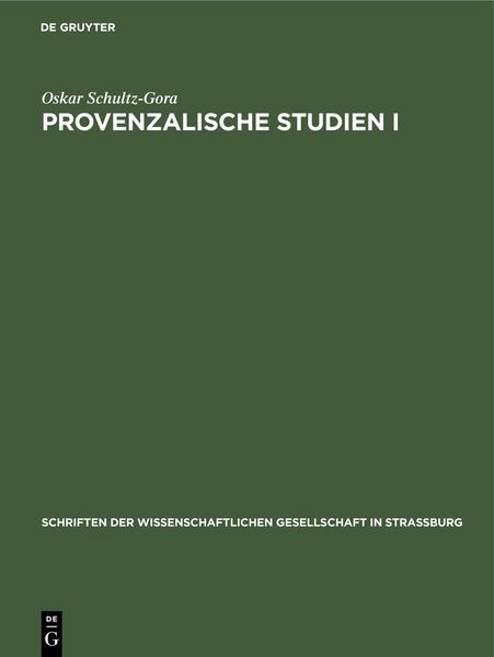 Produktbild: Provenzalische Studien I