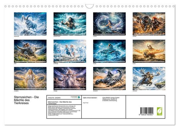 Produktbild: Sternzeichen - Die M&auml;chte des Tierkreises (Wandkalender 2027 DIN A3 quer), CALVENDO Monatskalender