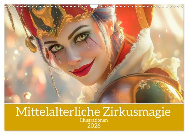 Mittelalterliche Zirkusmagie - Illustrationen (Wandkalender 2026 DIN A3 quer), CALVENDO Monatskalender