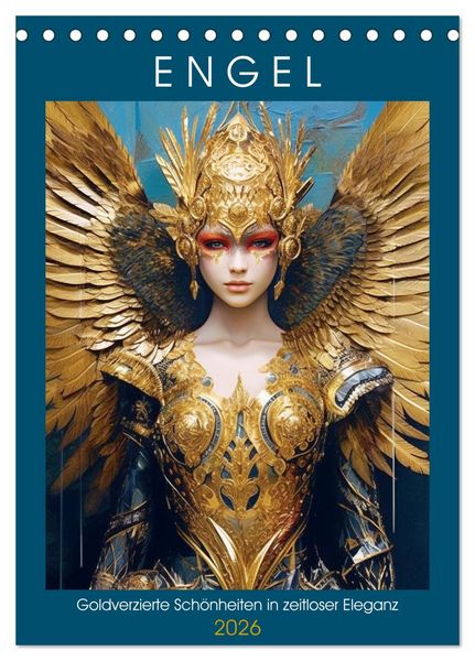 Produktbild: Engel. Goldverzierte Sch&ouml;nheiten in zeitloser Eleganz (Tischkalender 2026 DIN A5 hoch), CALVENDO Monatskalender