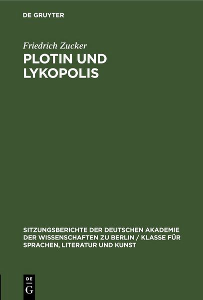 Produktbild: Plotin und Lykopolis