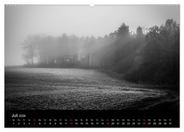Produktbild: Monochrom 2026 (Wandkalender 2026 DIN A2 quer), CALVENDO Monatskalender