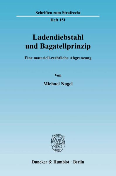 Produktbild: Ladendiebstahl und Bagatellprinzip.