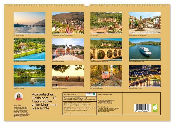 Produktbild: Romantisches Heidelberg &ndash; 12 Traummotive voller Magie und Geschichte (hochwertiger Premium Wandkalender 2026 DIN A2 quer), Kunstdruck in Hochglanz
