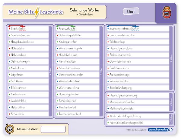 Produktbild: Meine Blitzlesekarten Set 4 zur Lesef&ouml;rderung (4 Lerntafeln mit Stift)
