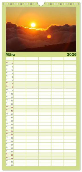 Produktbild: Familienplaner 2026 - Hawaii - Oahu - Maui mit 5 Spalten (Wandkalender, 21 x 45 cm) CALVENDO