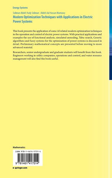 Produktbild: Modern Optimization Techniques with Applications in Electric Power Systems