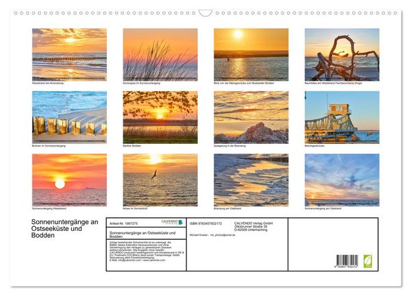 Produktbild: Sonnenunterg&auml;nge an Ostseek&uuml;ste und Bodden (Wandkalender 2026 DIN A2 quer), CALVENDO Monatskalender