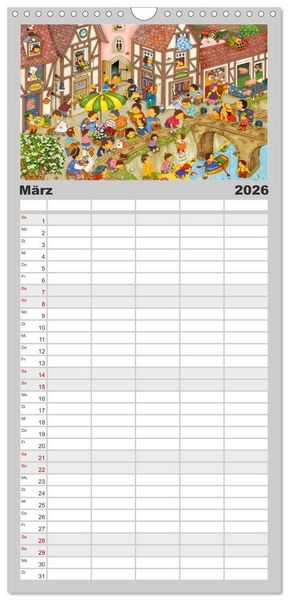 Produktbild: Familienplaner 2026 - Meine kleine Wimmelwelt mit 5 Spalten (Wandkalender, 21 x 45 cm) CALVENDO