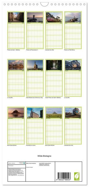 Produktbild: Familienplaner 2026 - Wilde Bretagne mit 5 Spalten (Wandkalender, 21 x 45 cm) CALVENDO