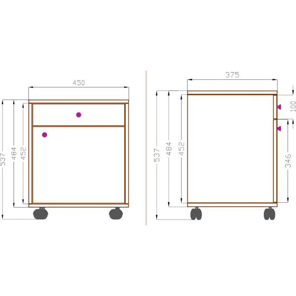 Produktbild: Holz Rollcontainer B&uuml;rocontainer Schublade Masola