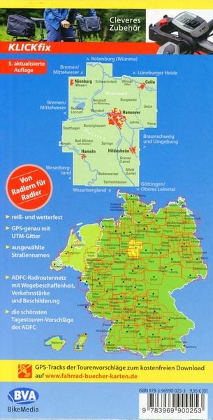 ADFC-Regionalkarte Hannover und Umgebung, 1:75.000, mit Tagestourenvorschlägen, reiß- und wetterfest, E-Bike-geeignet, GPS-Tracks Download