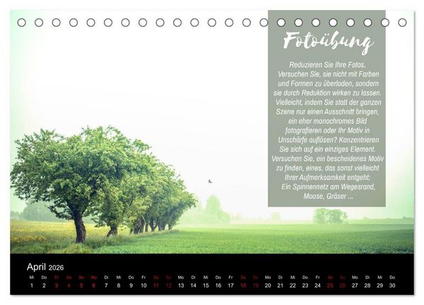 Produktbild: Die Sch&ouml;nheit der Natur - Naturfotografie-Kalender mit Foto- und Kreativ&uuml;bungen (Tischkalender 2026 DIN A5 quer), CALVENDO Monatskalender