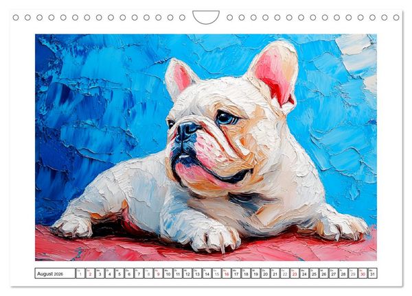 Produktbild: Bulldoggen Paintings. K&uuml;nstlerische Hundeportr&auml;ts im leuchtenden &Ouml;lgem&auml;lde-Stil (Wandkalender 2026 DIN A4 quer), CALVENDO Monatskalender