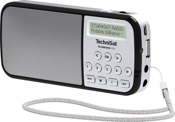 TechniSat Techniradio RDR Taschenradio DAB+, UKW AUX, USB Taschenlampe Silber