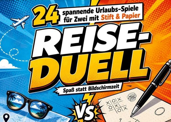 Produktbild: Reise-Duell: 24 spannende Urlaubs-Spiele f&uuml;r Zwei mit Stift & Papier - Spa&szlig; statt Bildschirmzeit