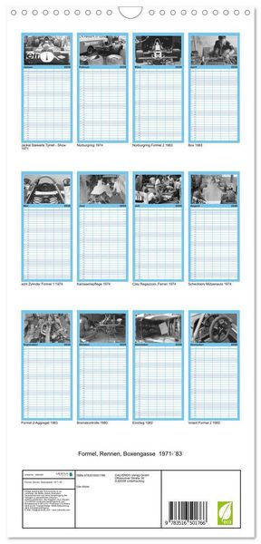 Produktbild: Familienplaner 2026 - Formel, Rennen, Boxengasse 1971-&acute;83 mit 5 Spalten (Wandkalender, 21 x 45 cm) CALVENDO