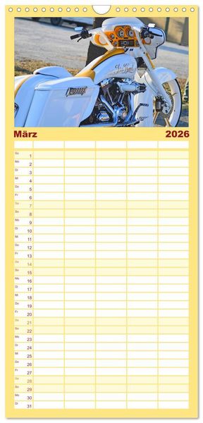 Produktbild: Familienplaner 2026 - BEST OF HARLEY-DAVIDSON BAGGER-STYLE mit 5 Spalten (Wandkalender, 21 x 45 cm) CALVENDO