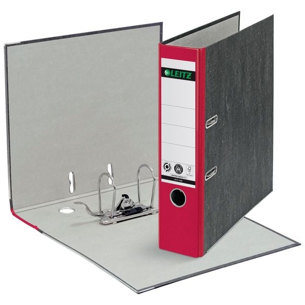 Produktbild: Leitz Ordner 1080 DIN A4 R&uuml;ckenbreite: 80 mm Rot Wolkenmarmor 2 B&uuml;gel 10805025
