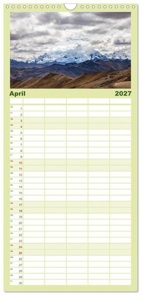 Produktbild: Familienplaner 2027 - Palccoyo - Der neue Rainbow Mountain in Peru mit 5 Spalten (Wandkalender, 21 x 45 cm) CALVENDO