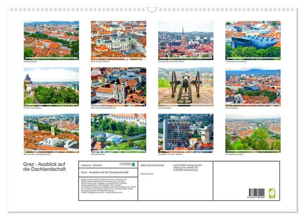 Produktbild: Graz - Ausblick auf die Dachlandschaft (Wandkalender 2026 DIN A2 quer), CALVENDO Monatskalender