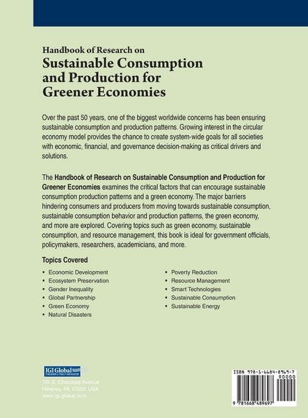 Produktbild: Handbook of Research on Sustainable Consumption and Production for Greener Economies
