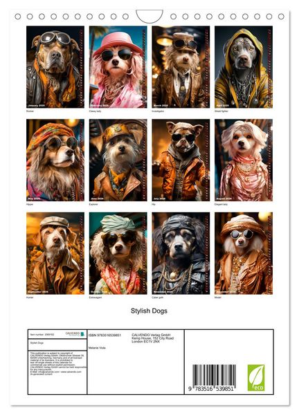 Produktbild: Stylish Dogs (Wall Calendar 2026 DIN A4 portrait), CALVENDO 12 Month Wall Calendar