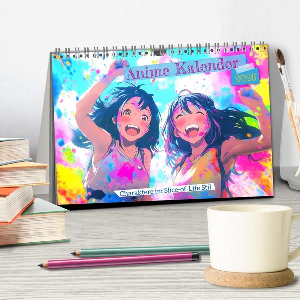Produktbild: Anime Kalender &ndash; Charaktere im Slice-of-Life Stil (Tischkalender 2026 DIN A5 quer), CALVENDO Monatskalender