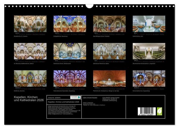 Produktbild: Kapellen, Kirchen und Kathedralen 2026 (Wandkalender 2026 DIN A3 quer), CALVENDO Monatskalender