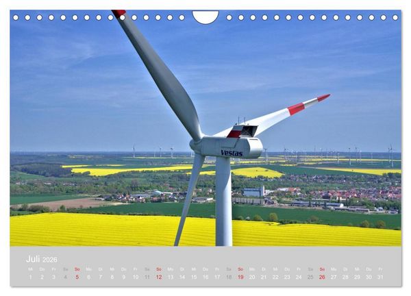 Produktbild: Windkraftanlagen aus der Luft fotografiert (Wandkalender 2026 DIN A4 quer), CALVENDO Monatskalender