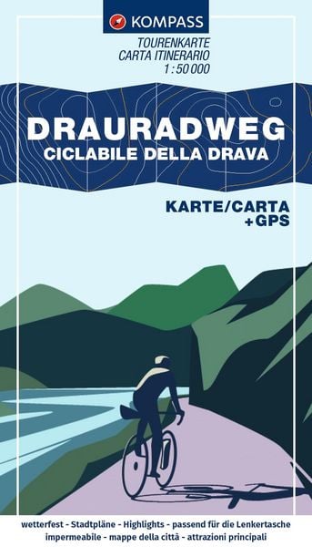 Produktbild: KOMPASS Fahrrad-Tourenkarte Drauradweg &ndash; Ciclabile della Drava 1:50.000