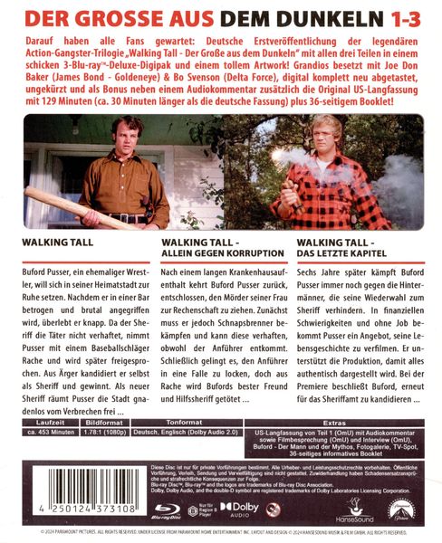 Produktbild: Walking Tall 1-3 Trilogie - Limited Edition (+ Bonus-BR) [2 BRs]