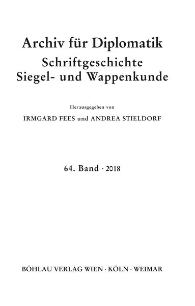 Produktbild: Archiv f&uuml;r Diplomatik, Schriftgeschichte, Siegel- und Wappenkunde
