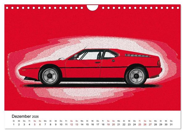 Produktbild: Car Art Edition Sportwagenlegenden (Wandkalender 2026 DIN A4 quer), CALVENDO Monatskalender