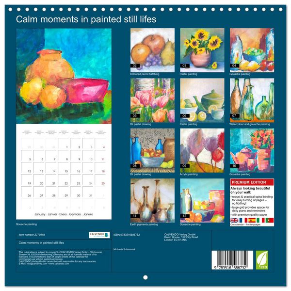 Produktbild: Calm moments in painted still lifes (Wall Calendar 2026 12 &times; 12 Inch) CALVENDO 12 Month Wall Calendar