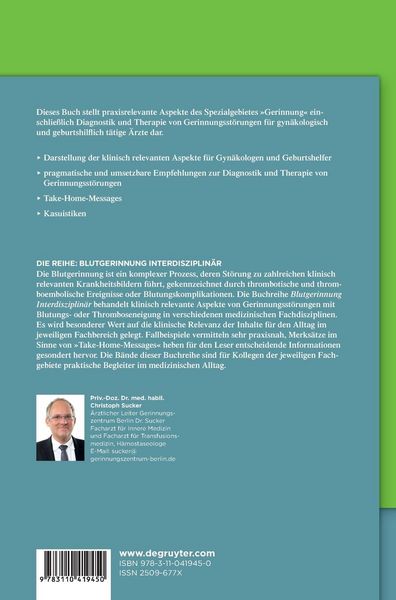 Produktbild: Klinische H&auml;mostaseologie in der Gyn&auml;kologie und Geburtshilfe