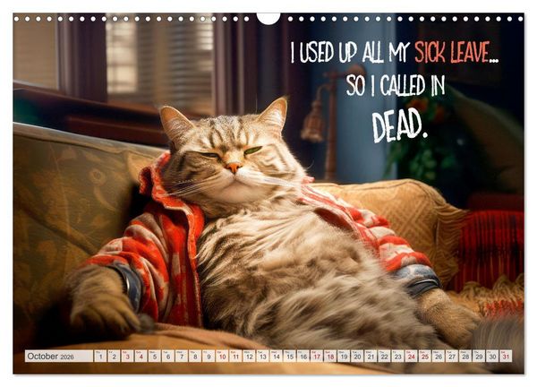 Produktbild: WITTY CATS Cool sayings (Wall Calendar 2026 DIN A3 landscape), CALVENDO 12 Month Wall Calendar