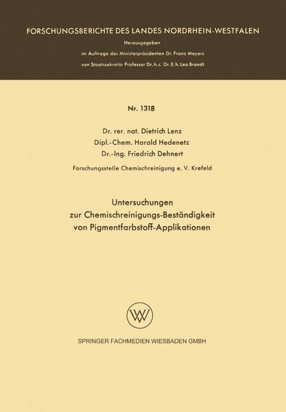 Produktbild: Untersuchungen zur Chemischreinigungs-Best&auml;ndigkeit von Pigmentfarbstoff-Applikationen