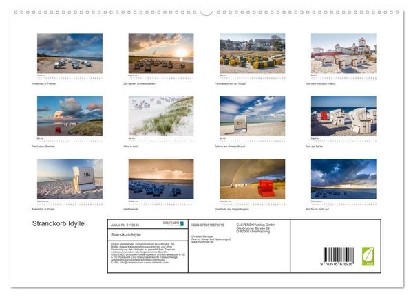 Produktbild: Strandkorb Idylle (hochwertiger Premium Wandkalender 2026 DIN A2 quer), Kunstdruck in Hochglanz