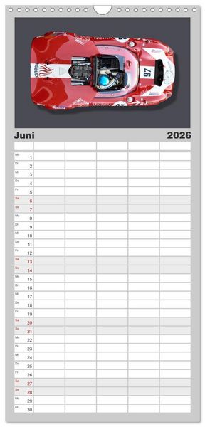 Produktbild: Familienplaner 2026 - Legenden des Rennsports Historic Sports Cars 1960-1975 mit 5 Spalten (Wandkalender, 21 x 45 cm) CALVENDO