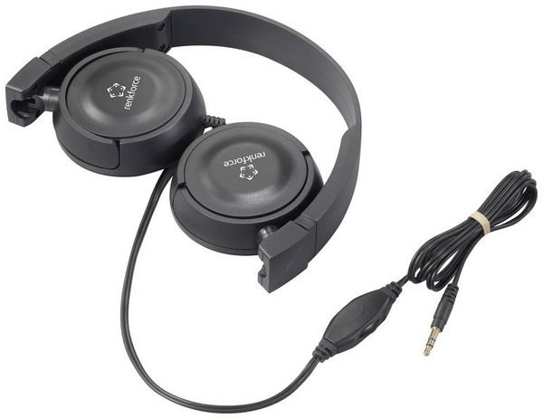 Produktbild: Renkforce RF-HS-130 On Ear Kopfh&ouml;rer kabelgebunden Stereo Schwarz Lautst&auml;rkeregelung