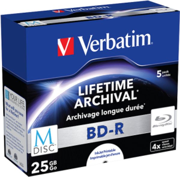 VERBATIM M-DISC Blu-Ray BD-R 25GB 4x 5er JewelCase bedruckbar