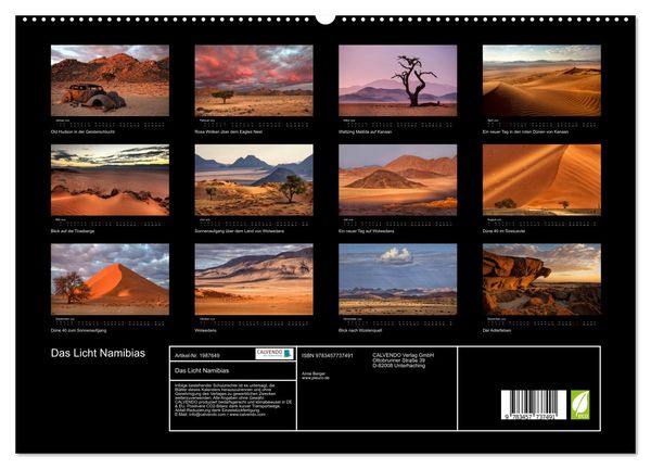 Produktbild: Das Licht Namibias (hochwertiger Premium Wandkalender 2026 DIN A2 quer), Kunstdruck in Hochglanz