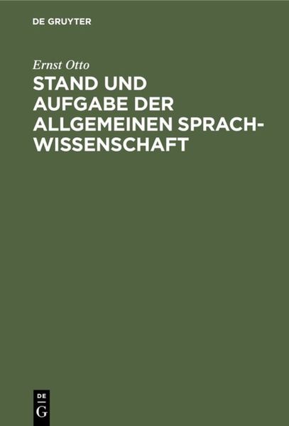 Produktbild: Stand und Aufgabe der allgemeinen Sprachwissenschaft