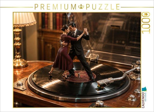 CALVENDO Puzzle Tango auf schwarzem Vinyl | 1000 Teile Lege-Größe 64x48cm Foto-Puzzle für glückliche Stunden