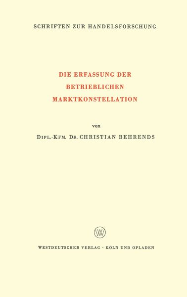 Produktbild: Die Erfassung der Betrieblichen Marktkonstellation